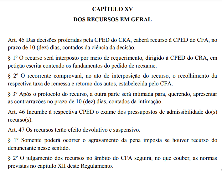 recurso para Processo Ético Disciplinar