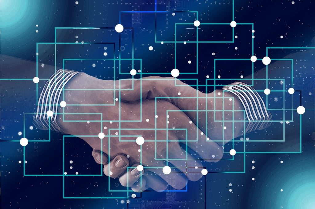 block chain, personal, shaking hands
