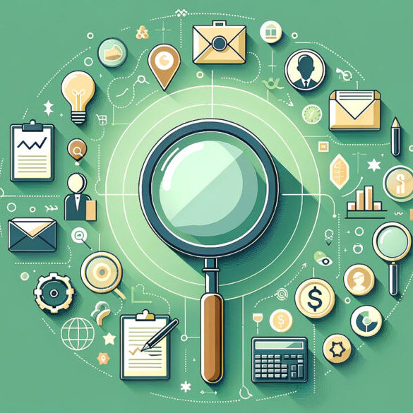 lupa e os ícones relacionados a negócios representado os direitos do cliente